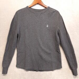 Volcom Mens Endless LS Thermal Sweater Sz.Small/Dark Gray/White Graphic Logos